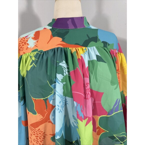 Gdg Actuel Blouse Womens Small Multicolor Abstract Artsy Bishop Sleeve Loose Top - Picture 2 of 11